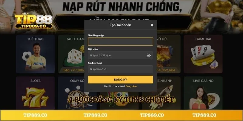 Đăng ký TIP88 2 4 bước đăng ký TIP88 chi tiết