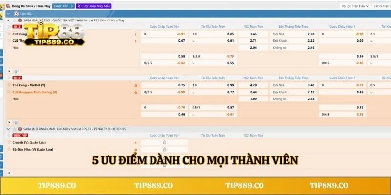 SABA Sports - Cung Cấp Trải Nghiệm Cá Cược Đỉnh Cao Nhất 2 5 ưu điểm dành cho mọi thành viên