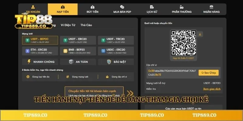 Tiến hành nạp tiền để dễ dàng tham gia chọi kê