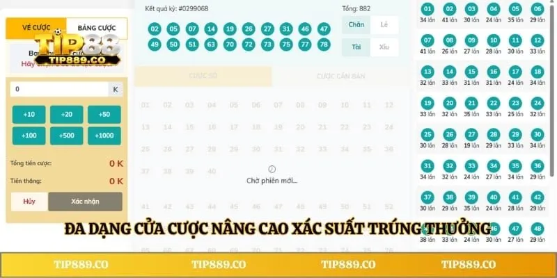 Keno TIP88 - Hình Thức Và Hướng Dẫn Tham Gia Chi Tiết 3 Đa dạng cửa cược nâng cao xác suất trúng thưởng